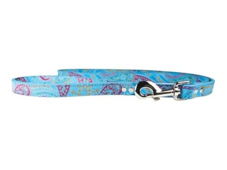 Omni Pet Leather Paisley Dog Leash Turquoise 3 4in. x 4ft. For Discount