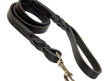 Omni Pet Omnipet Latigo Twist Leather Lead Black 1in. x 6ft. Sale