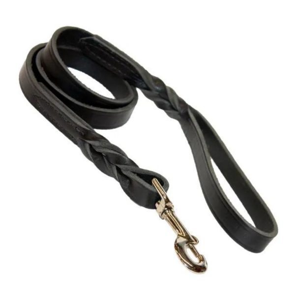 Omni Pet Omnipet Latigo Twist Leather Lead Black 1in. x 6ft. Sale