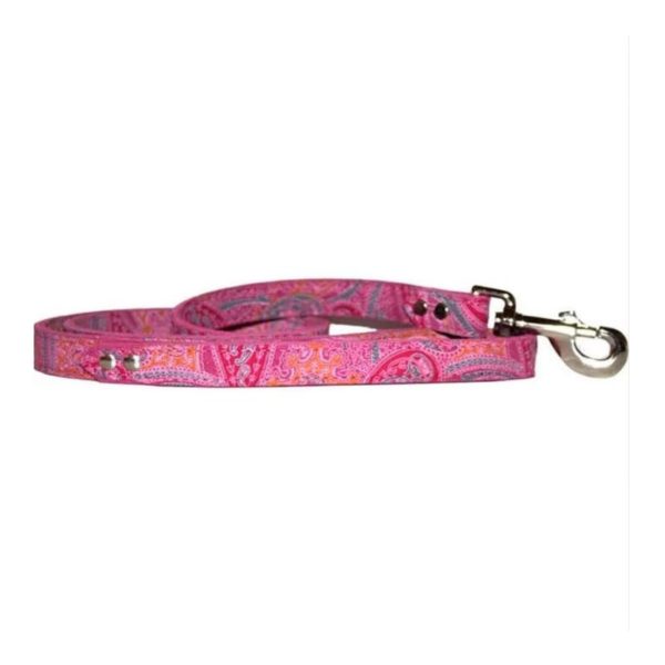 Omni Pet Leather Paisley Dog Leash Pink 1 2in. x 4ft. For Discount