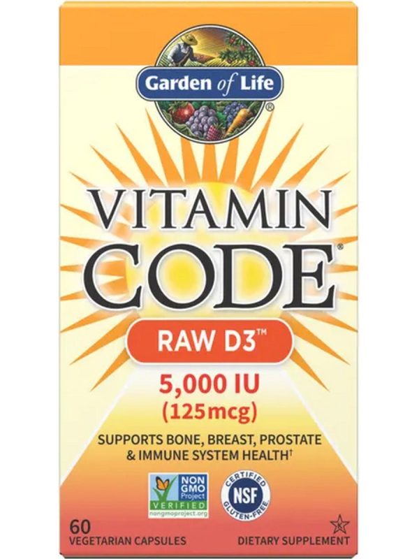 Garden of Life, Vitamin Code, Raw D3, 5000 IU, 60 Vegetarian Capsules Online Hot Sale