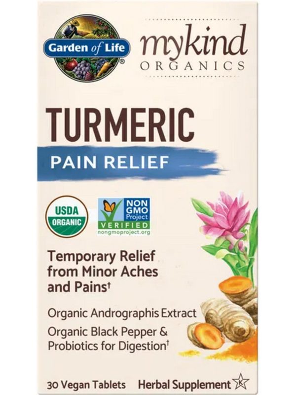 Garden of Life, MyKind Organics, Turmeric Pain Relief, 30 Vegan Tablets For Discount