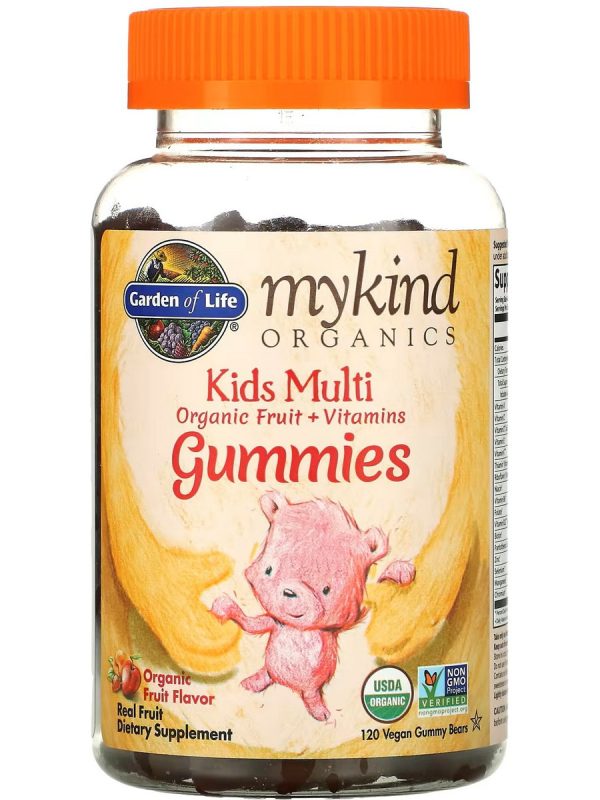 Garden of Life, MyKind Organics, Kids Multi Organic Fruit + Vitamins Gummies, Real Fruit, 120 Vegan Gummy Bears Hot on Sale