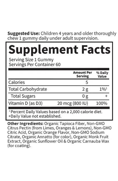 Garden of Life, Kids Vitamin D3 Gummies, 20 mcg, 800 IU, 60 Vegetarian Gummies Sale