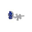 Jay Feder 18k White Gold Diamond Sapphire Flower Cluster Crossover Ring Hot on Sale