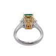 Jay Feder 18k Two Tone Gold Green Emerald and Diamond Three-stone Ring Online Sale