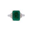 Jay Feder 18k Two Tone Gold Green Emerald and Diamond Three-stone Ring Online Sale