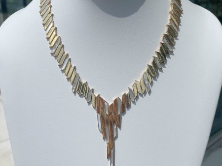 JAY FEDER 14K YELLOW GOLD MOTHER OF PEARL PARALLELOGRAM LARIAT NECKLACE Discount