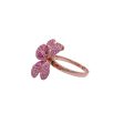 Jay Feder 14k Rose Gold Pink Sapphire and Diamond Flowers Ring Cheap