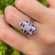 JAY FEDER 18K WHITE GOLD DIAMOND RUBY DECO RING Supply