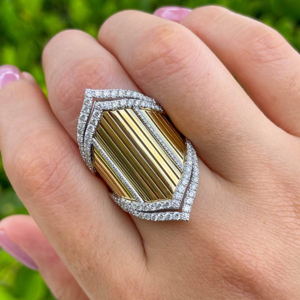 JAY FEDER 18K TWO TONE GOLD DIAMOND SAMBA RING Online