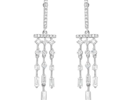 Jay Feder 14K White Gold Diamond Bar Dangle Earrings Cheap