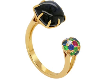 Laura Medine 18k Yellow gold Multi Colored Stone Diamond Open Ring Sale