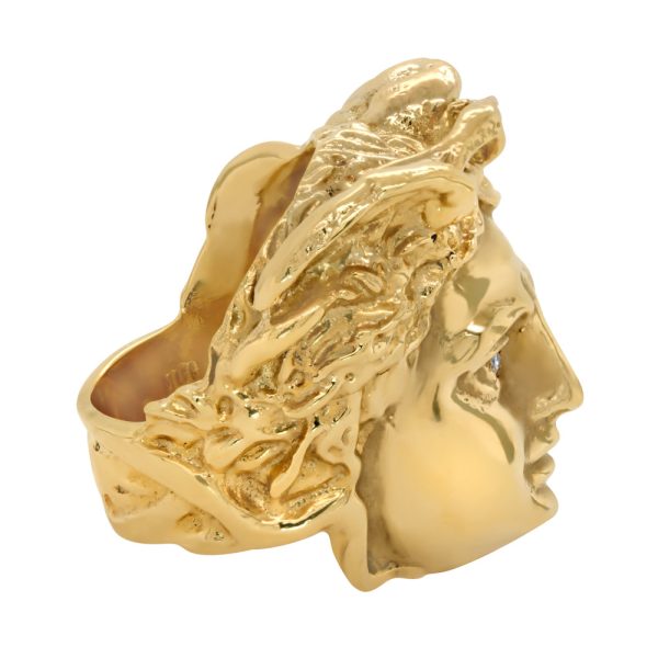 Jay Feder 18K Yellow Gold Versace-Style Face Ring For Cheap