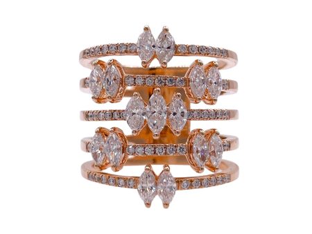 JAY FEDER 18K ROSE GOLD DIAMOND 5 ROW WIDE BAND RING Online Hot Sale