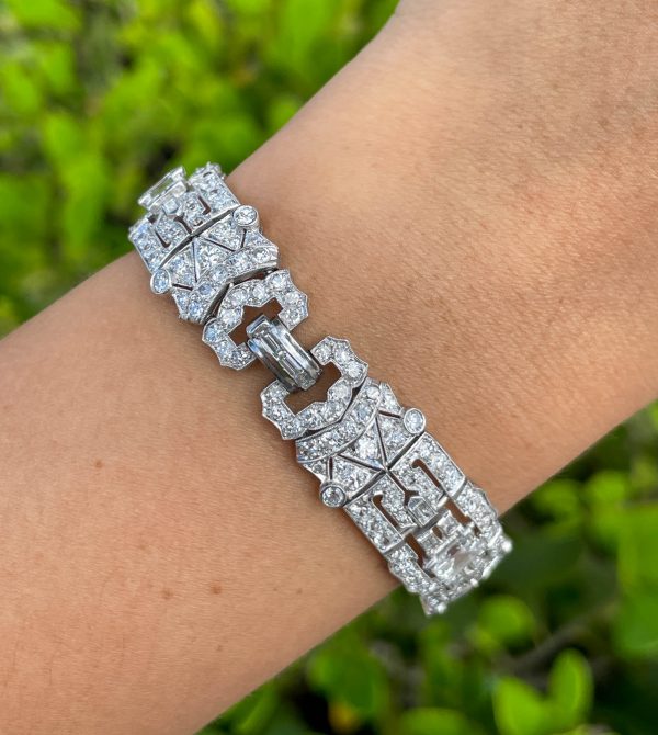 Jay Feder Platinum Art Deco Diamond Bracelet Supply