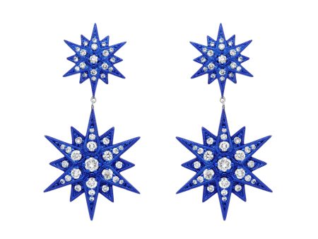 Jay Feder 18K Gold Blue Rhodium Diamond Star Earrings Fashion