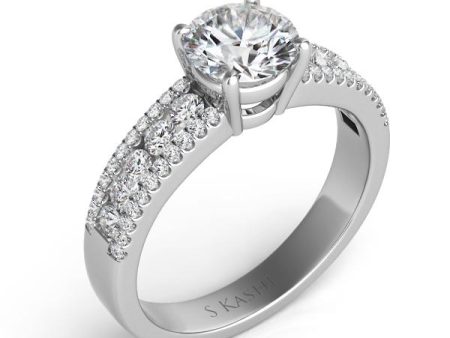 Jay Feder 14K WHITE GOLD 3 row semi-mount for an ENGAGEMENT RING Online now