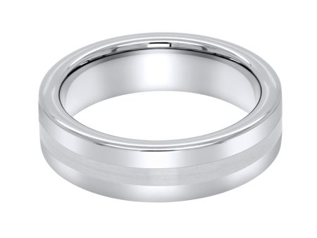 Jay Feder Flat Tungsten Band High Polished Inlay Ring For Sale