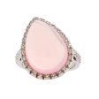 Jay Feder 18K White Gold Pink Quartz Cabochon Diamond Ring Online Hot Sale