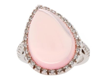 Jay Feder 18K White Gold Pink Quartz Cabochon Diamond Ring Online Hot Sale