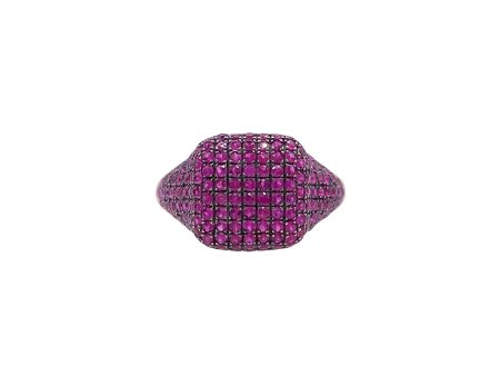 Jay Feder 14k Yellow Gold Ruby Pave Set Ring For Sale