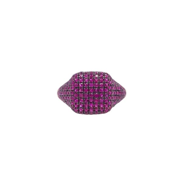 Jay Feder 14k Yellow Gold Ruby Pave Set Ring For Sale