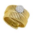 Jay Feder 18K Two Tone Gold Diamond Flex Ring Cheap