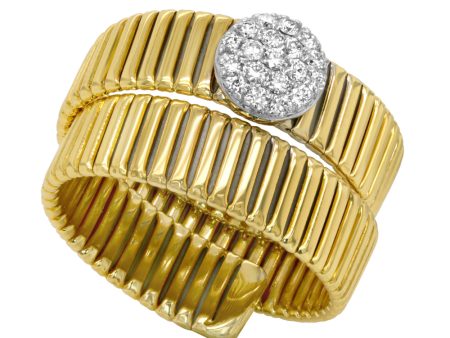 Jay Feder 18K Two Tone Gold Diamond Flex Ring Cheap