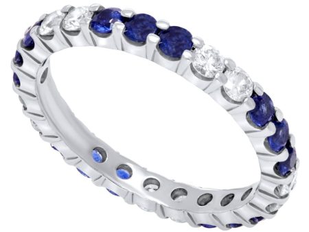 Jay Feder 18K White Gold Diamond Sapphire Eternity Band Online now