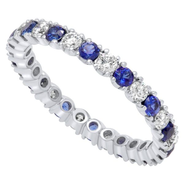 Jay Feder 18K White Gold Diamond Blue Sapphire Eternity Band Online Sale