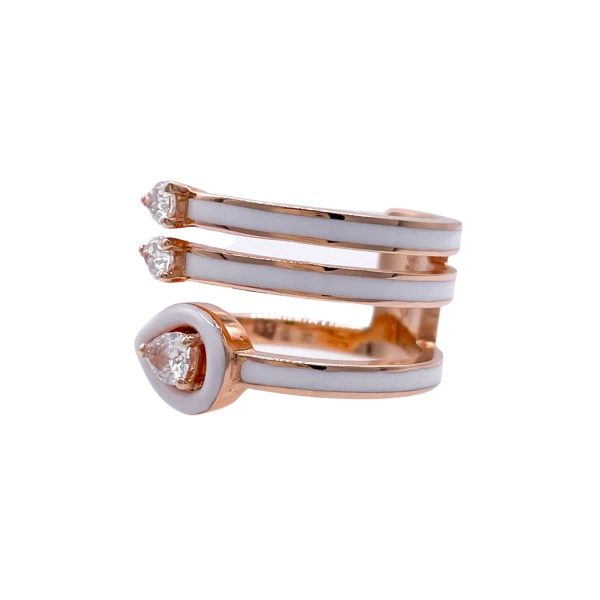 JAY FEDER 18K ROSE GOLD DIAMOND WHITE ENAMEL 3 ROW RING Online