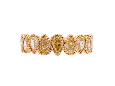 Jay Feder 18k Yellow Gold Pear Yellow Diamond Bezel Milgrain Band Ring Online Sale