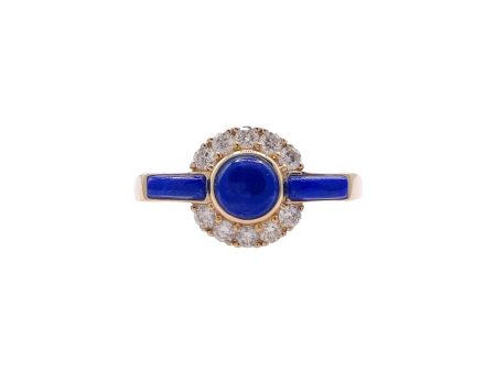 JAY FEDER 14K YELLOW GOLD LAPIS LAZULI DIAMOND RING Cheap