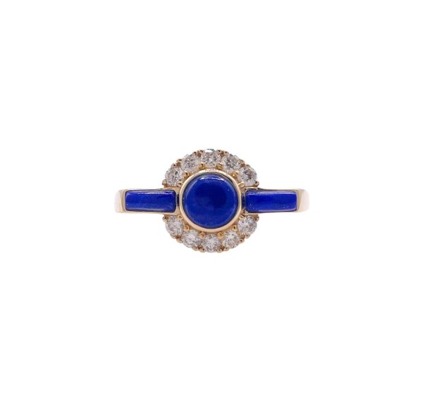 JAY FEDER 14K YELLOW GOLD LAPIS LAZULI DIAMOND RING Cheap