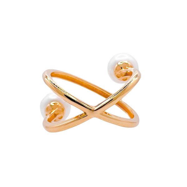 Jay Feder 18k Yellow Gold Pearl Crossover Wrap Ring For Discount