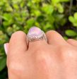 Jay Feder 18K White Gold Pink Quartz Cabochon Diamond Ring Online Hot Sale