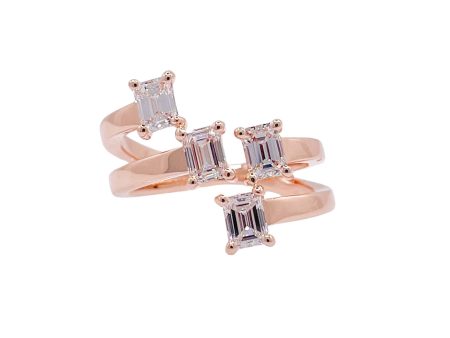 Jay Feder 18k Rose Gold Diamond Crossover Wrap Ring Cheap