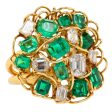 Jay Feder 18K Yellow Gold Emerald & Diamond Ring Online Sale