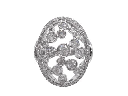 JAY FEDER 18K WHITE GOLD DIAMOND BEZEL SET OVAL RING Online Hot Sale