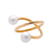 Jay Feder 18k Yellow Gold Pearl Crossover Wrap Ring For Discount