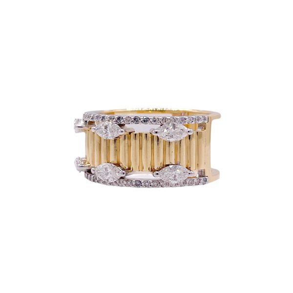 Jay Feder 18k Two Tone Gold Diamond Band Ring Supply