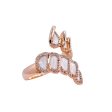 Jay Feder 18k Rose Gold Diamond White Enamel Crossover Wrap Ring For Sale