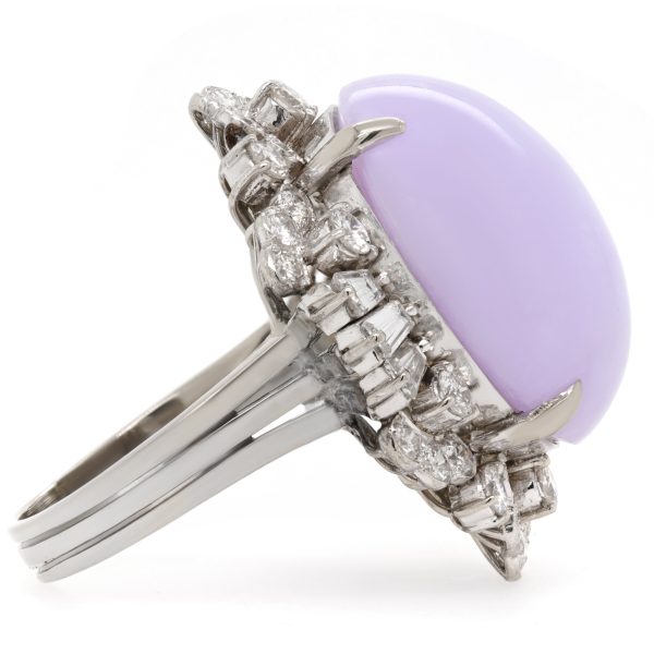 Jay Feder Lavender Jade Diamond 14K White Gold Ring Online Hot Sale