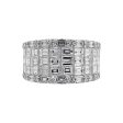 Jay Feder 18k White Gold Diamond Wide Band Ring For Sale