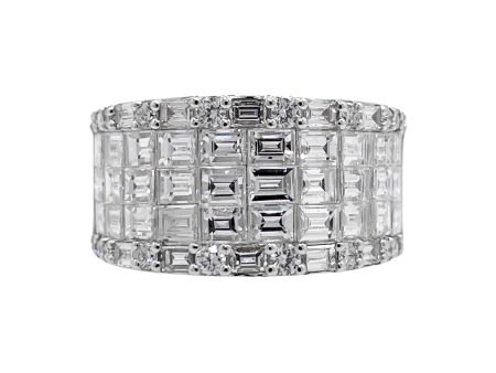 Jay Feder 18k White Gold Diamond Wide Band Ring For Sale