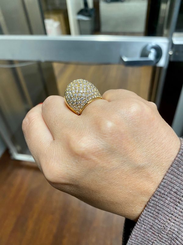 Jay Feder 14K Yellow Gold diamond Pave Dome Ring on Sale