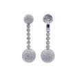 Jay Feder 18k White Gold Diamond Pave Ball Drop Dangle Earrings Cheap