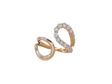 Jay Feder 14k Yellow Gold Diamond Loop Bypass Ring Sale