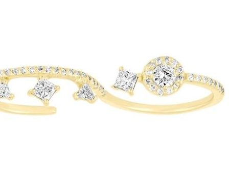 Eden Presley 14K Yellow Gold double finger Diamond Crown Ring Cheap